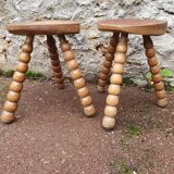 Pair of vintage brutalist stools