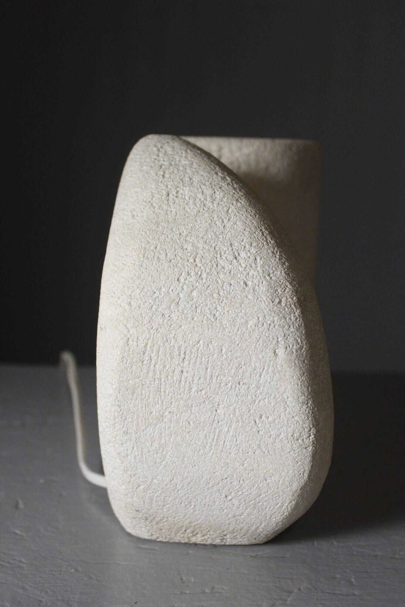 Sculptural vase lamp from Pierre du Gard, carved, 1970s design by Albert Tormos.