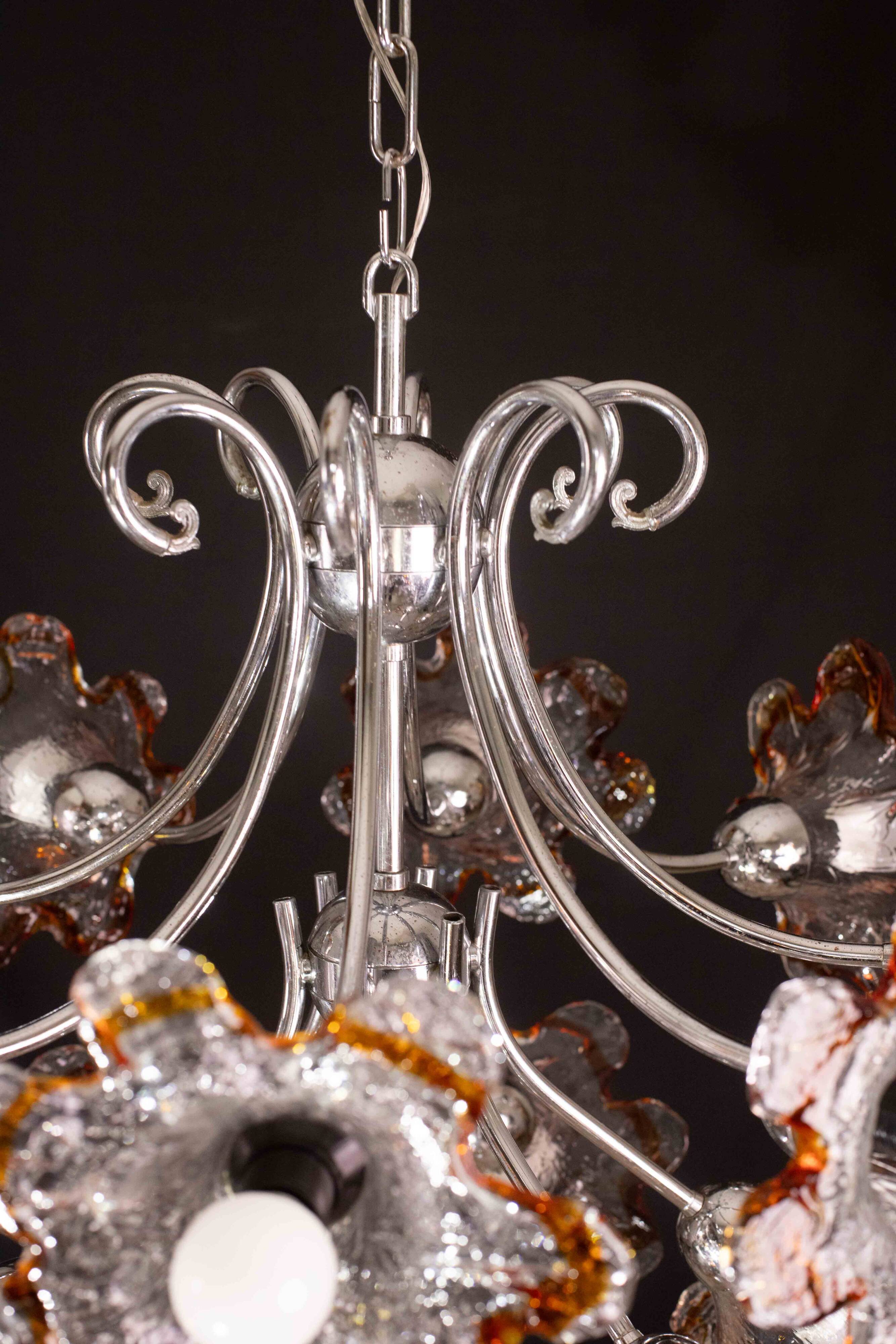 Murano Multicolor Sputnik Flowers Chandelier by Mazzega, 1970s