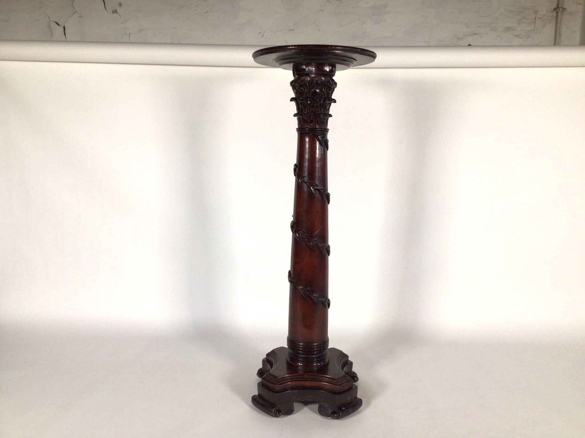 Oak carved plant stand