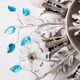 Italian ceiling light Banci Firenze silver iron and blue crystal leaves 60 cm
