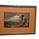Old watercolour on paper from the early 19th century - nocturnal landscape with aqueduct and bridge