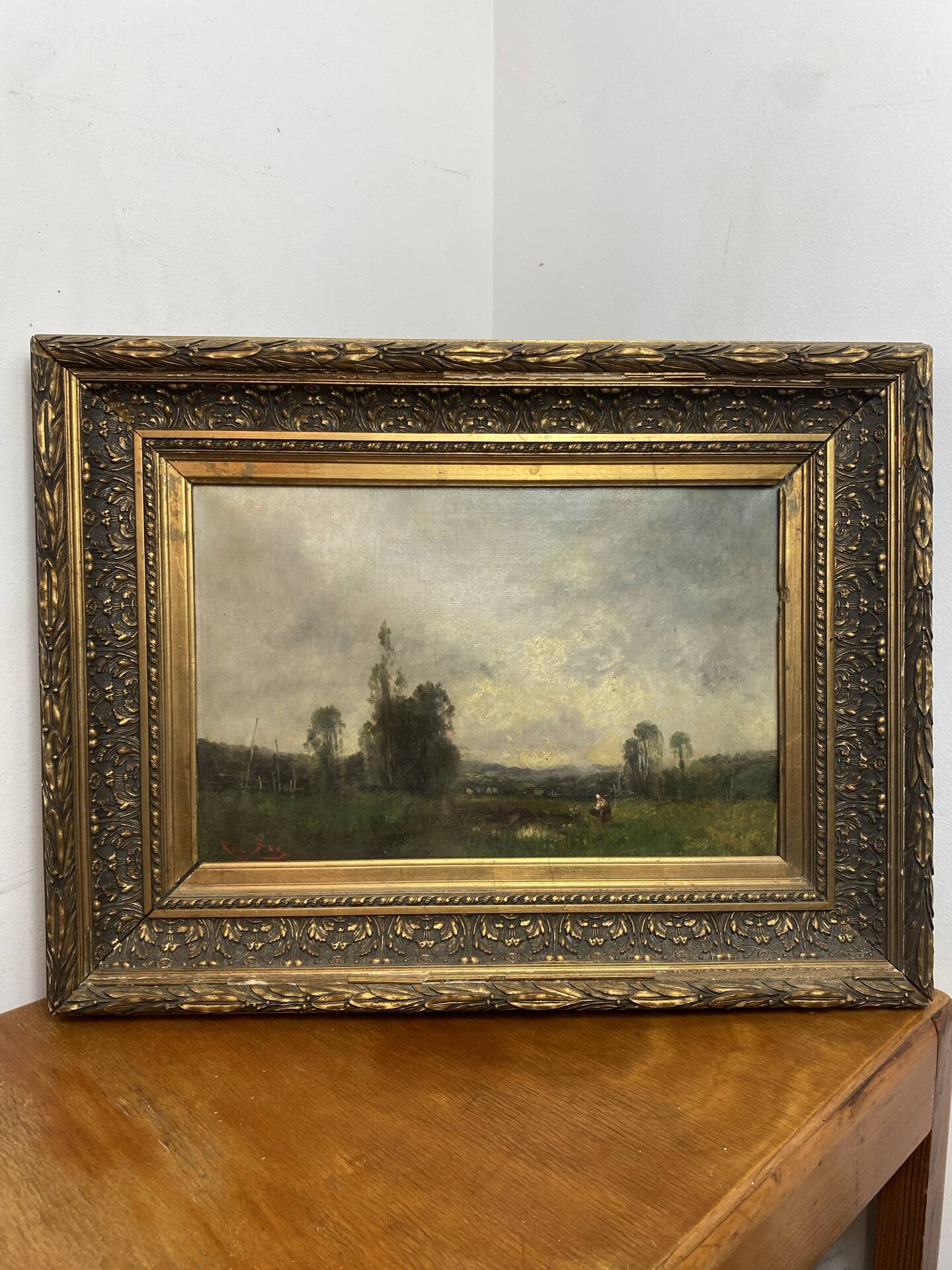 Oil on canvas, landscape by Karl Ben, 19th century.