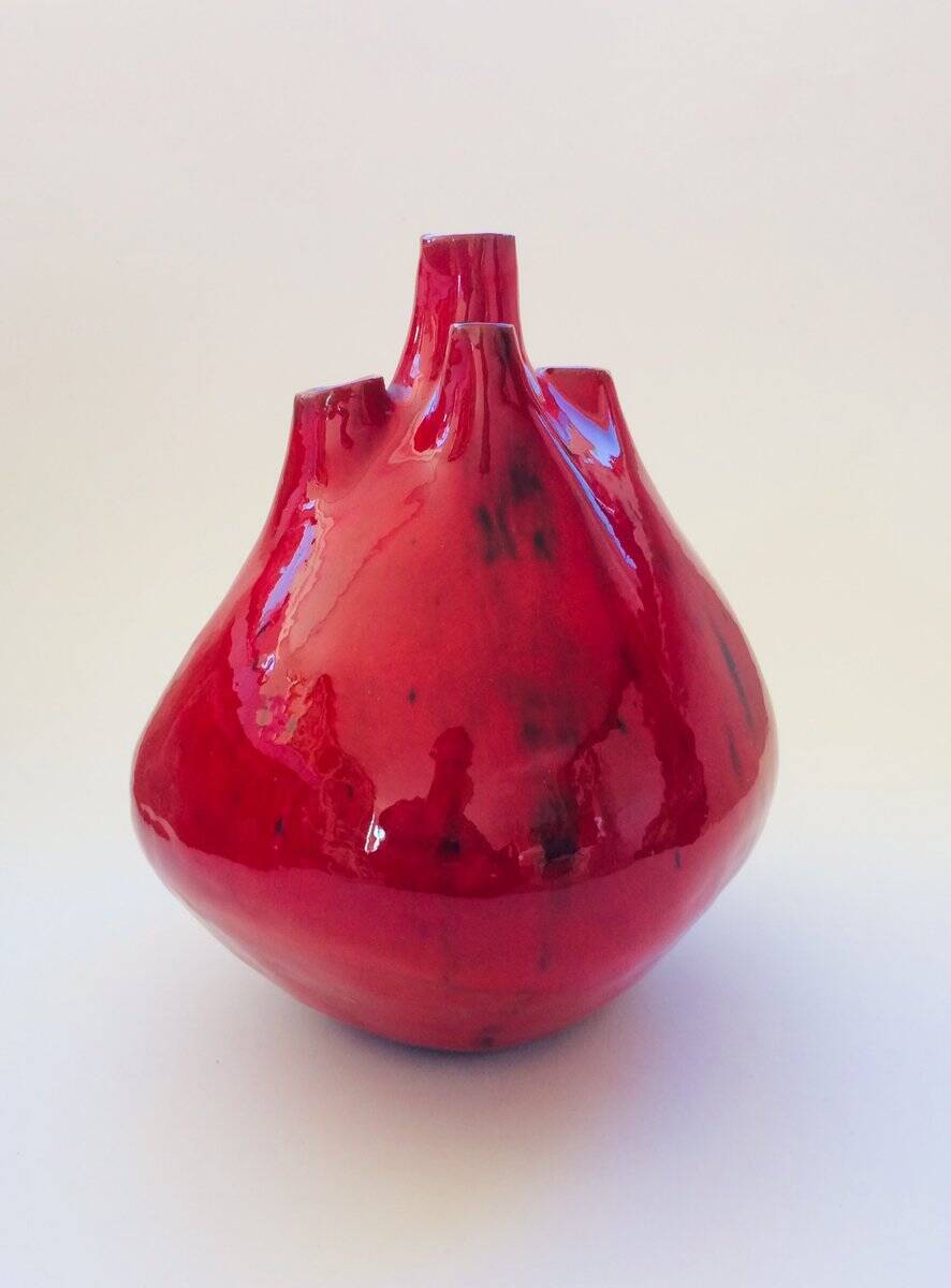 Belgian pottery spout vase by Hugria, 1960s