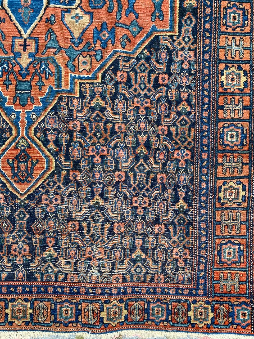 Senneh handmade ancient Persian Oriental carpet 102x139 cm