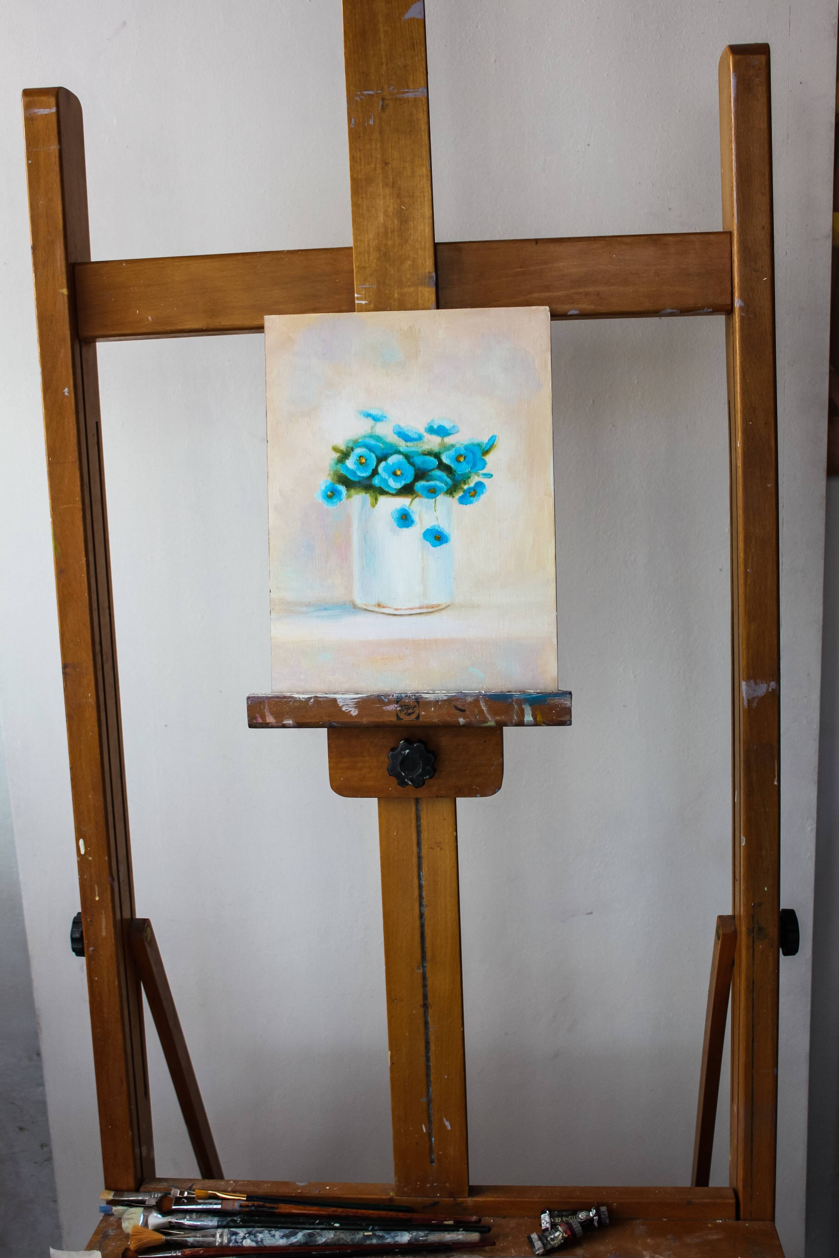 Cuadro al oleo de flores. Flores al oleo. Cuadro de flores.