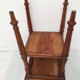 Guéridon table appoint en bois et osier vintage