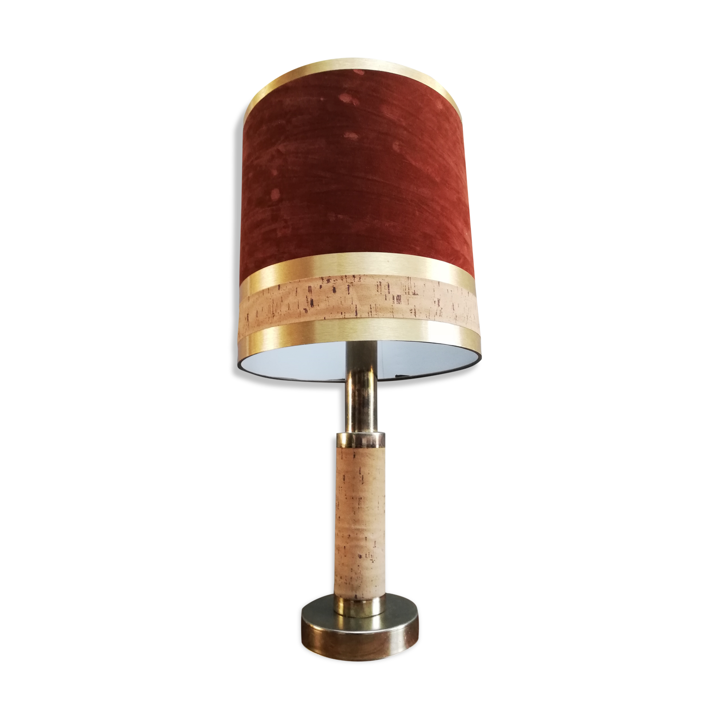 Table lamp decor gold metal Cork and vintage flighting 70