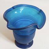 Vase glass Murano frosted blue 70s Height 28.5 cm