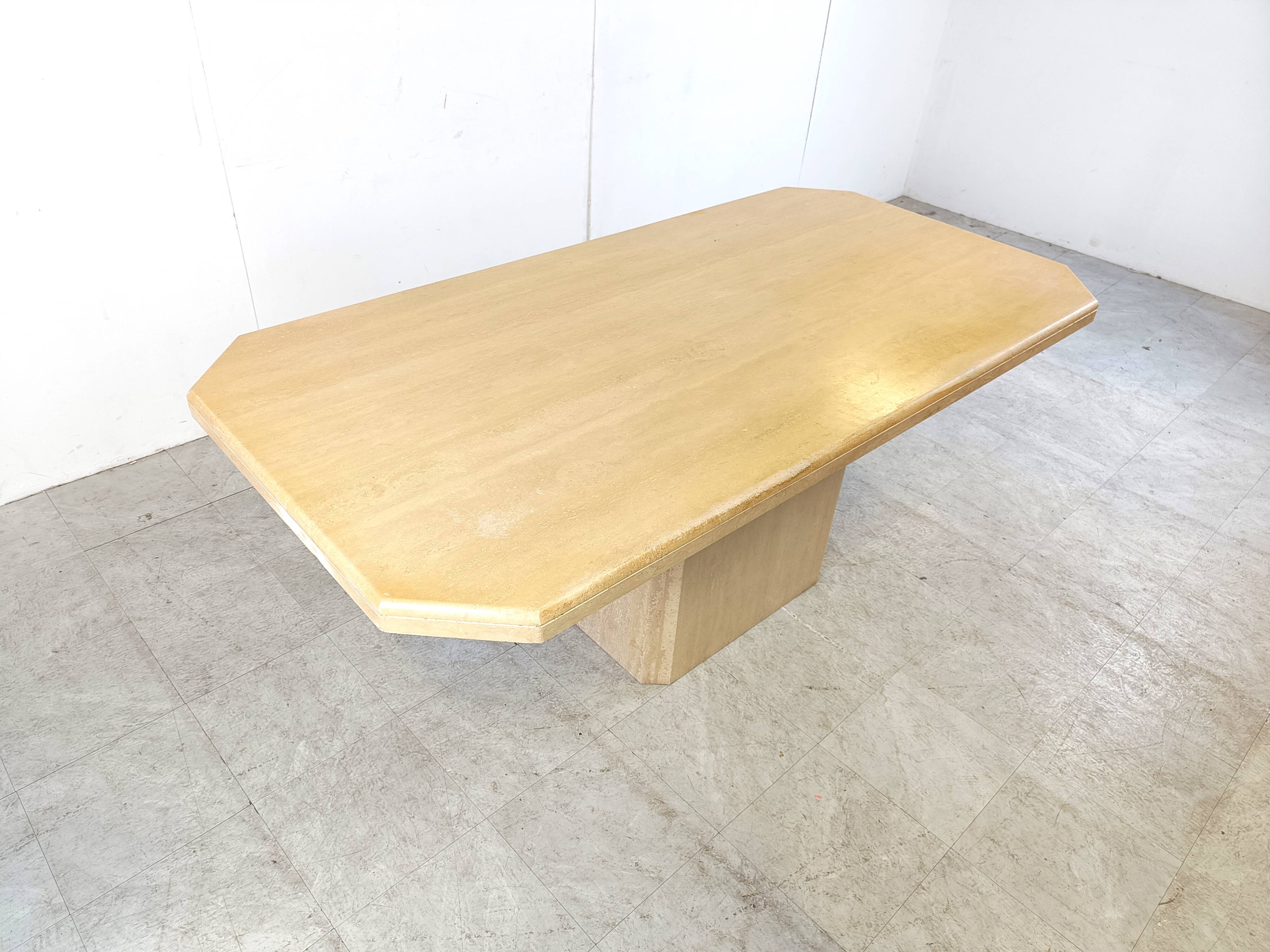 Vintage travertine dining table, 1970s