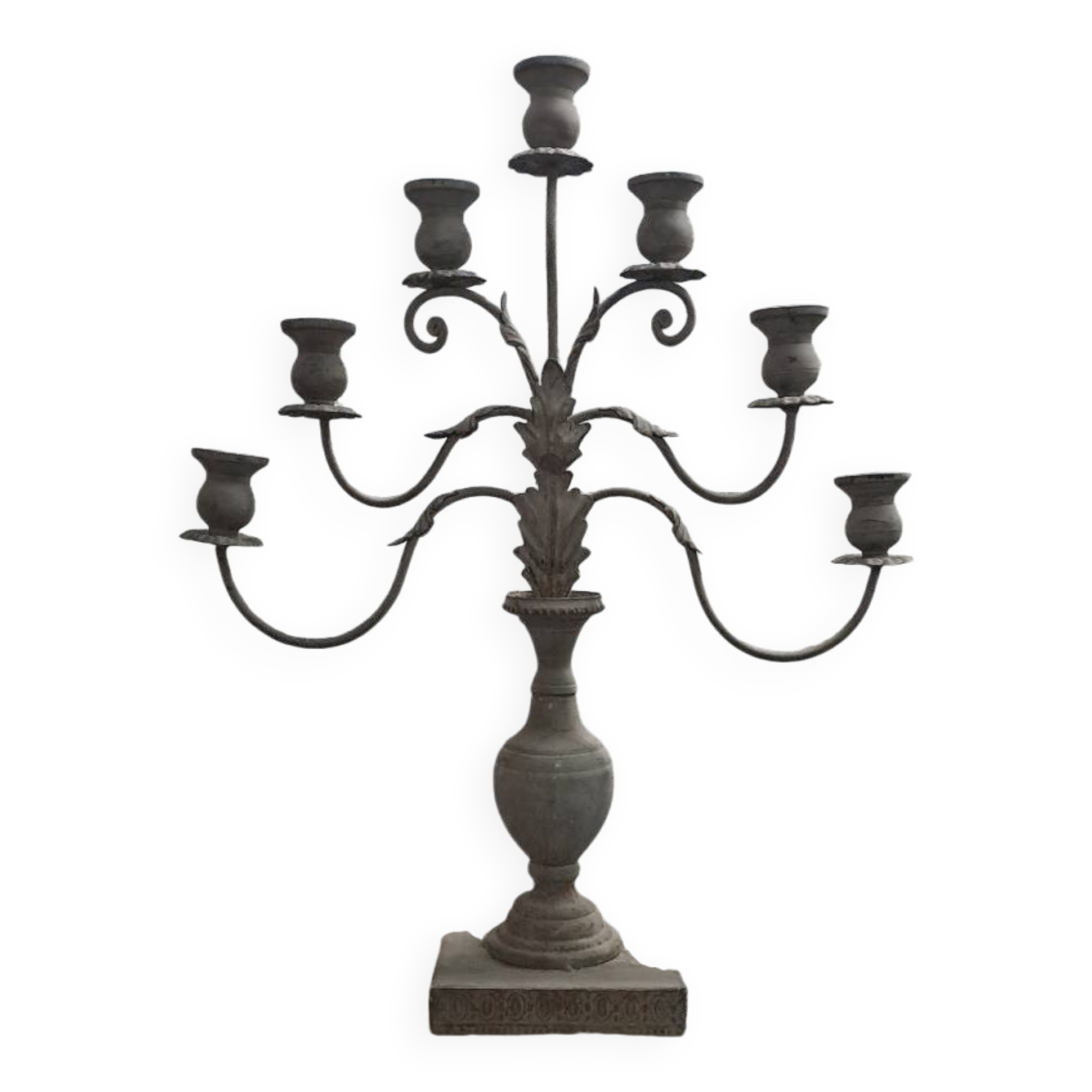 Neo-rustic sheet metal candle holder