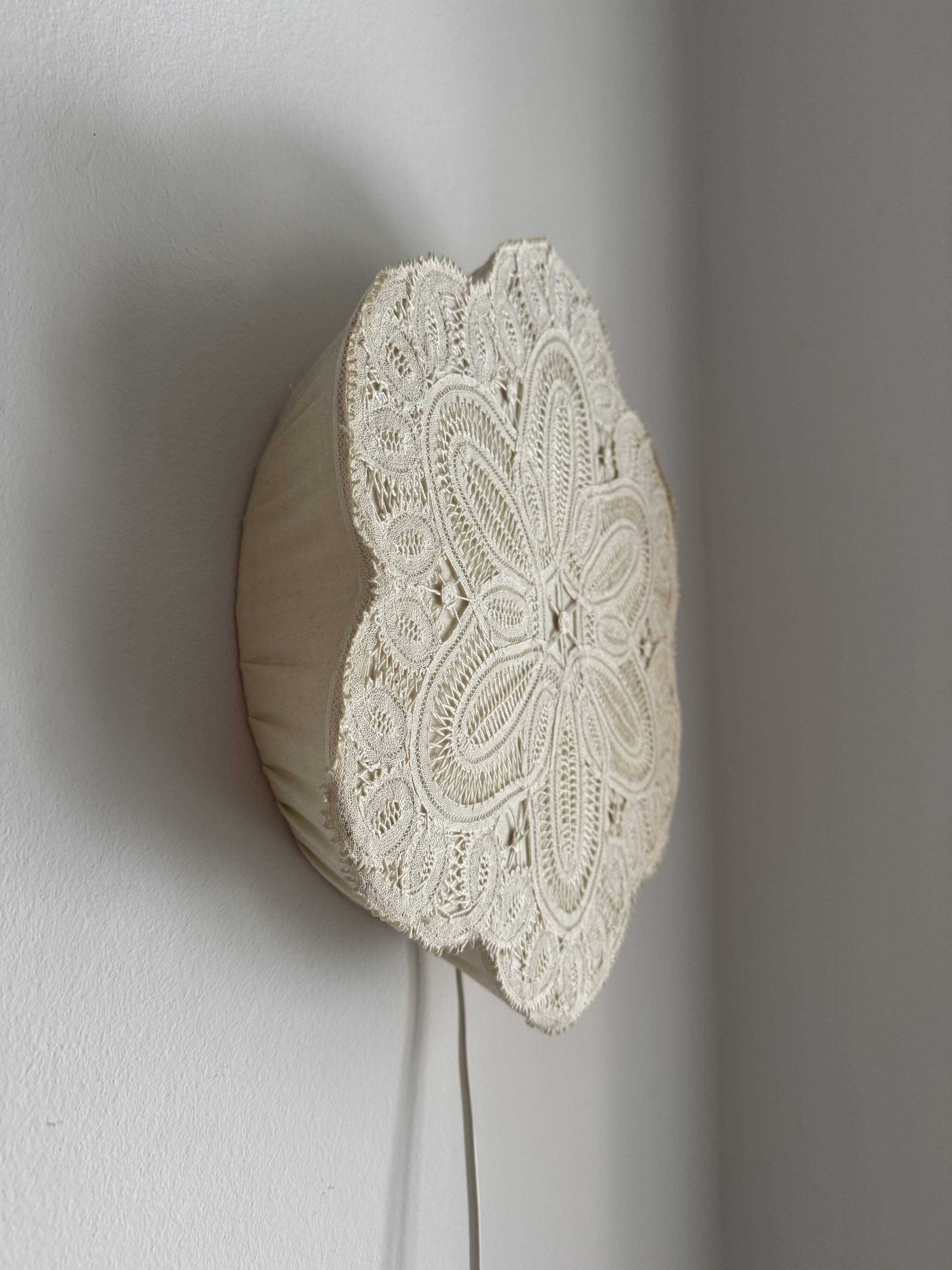 Textile Plafond /ceiling lamp, swedish modern, crochet, Flower shaped, 1940