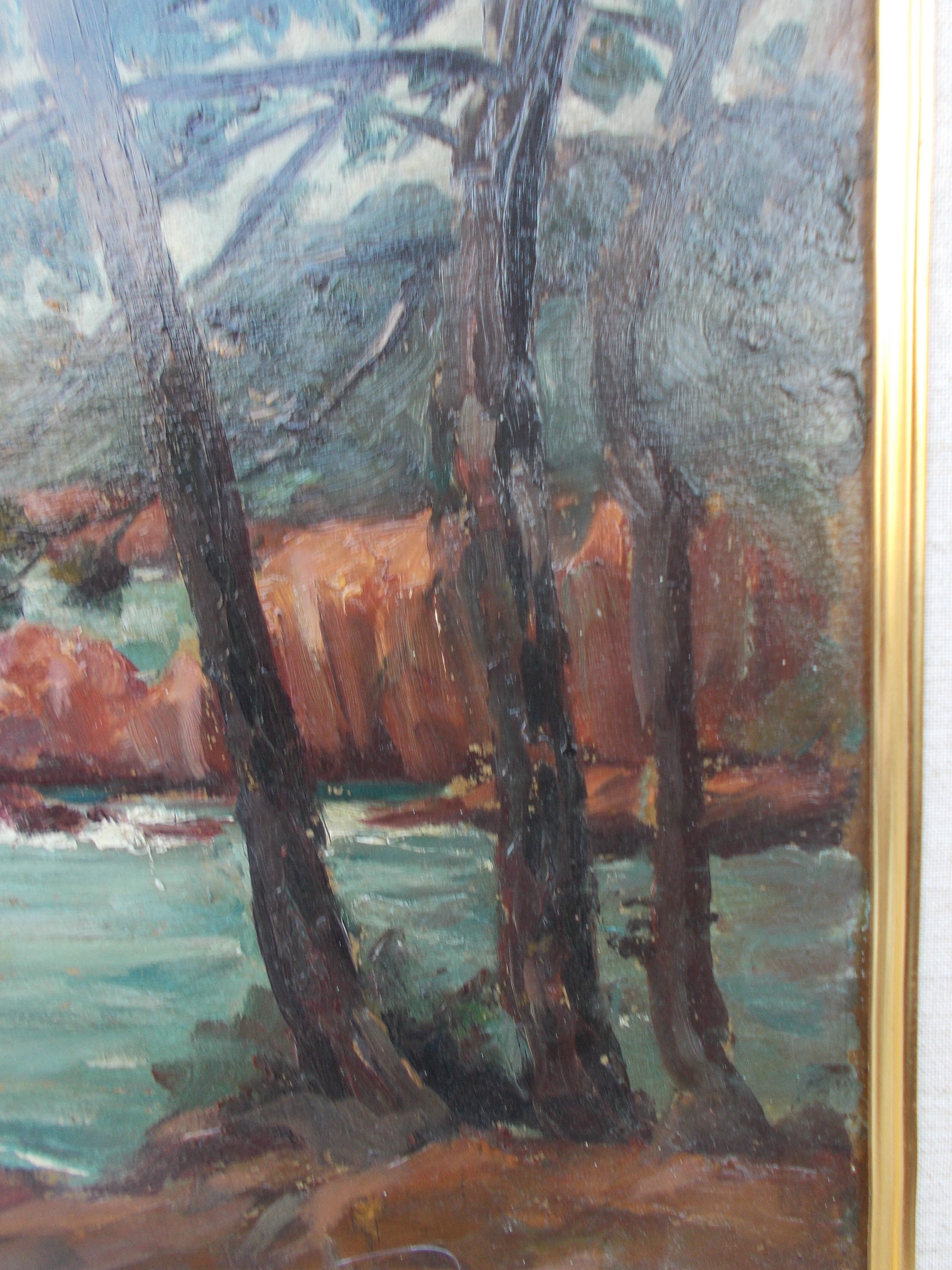 Tableau bord de mer en l'état Leopoldo Santa Maria de Obregon