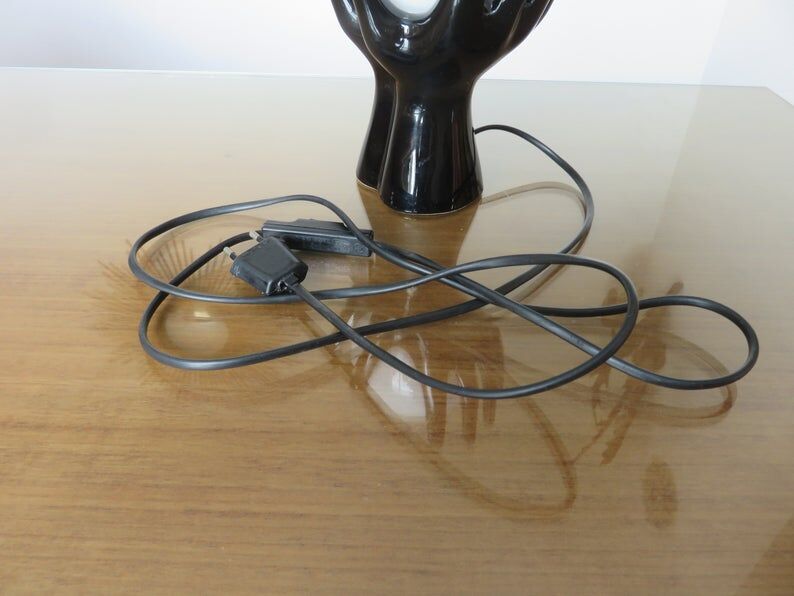 Black ceramic lamp in the shape of hands 70s
