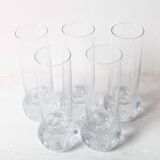 Set of 5 Mid-century Clear Crystal Tumblers / Italy / 1980s