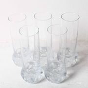 Set of 5 Mid-century Clear Crystal Tumblers / Italy / 1980s