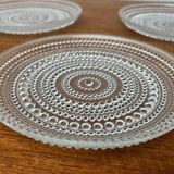 Set of 5 vintage Finnish glass plates from the Kastehelmi series by Oiva Toikka for Iittala.