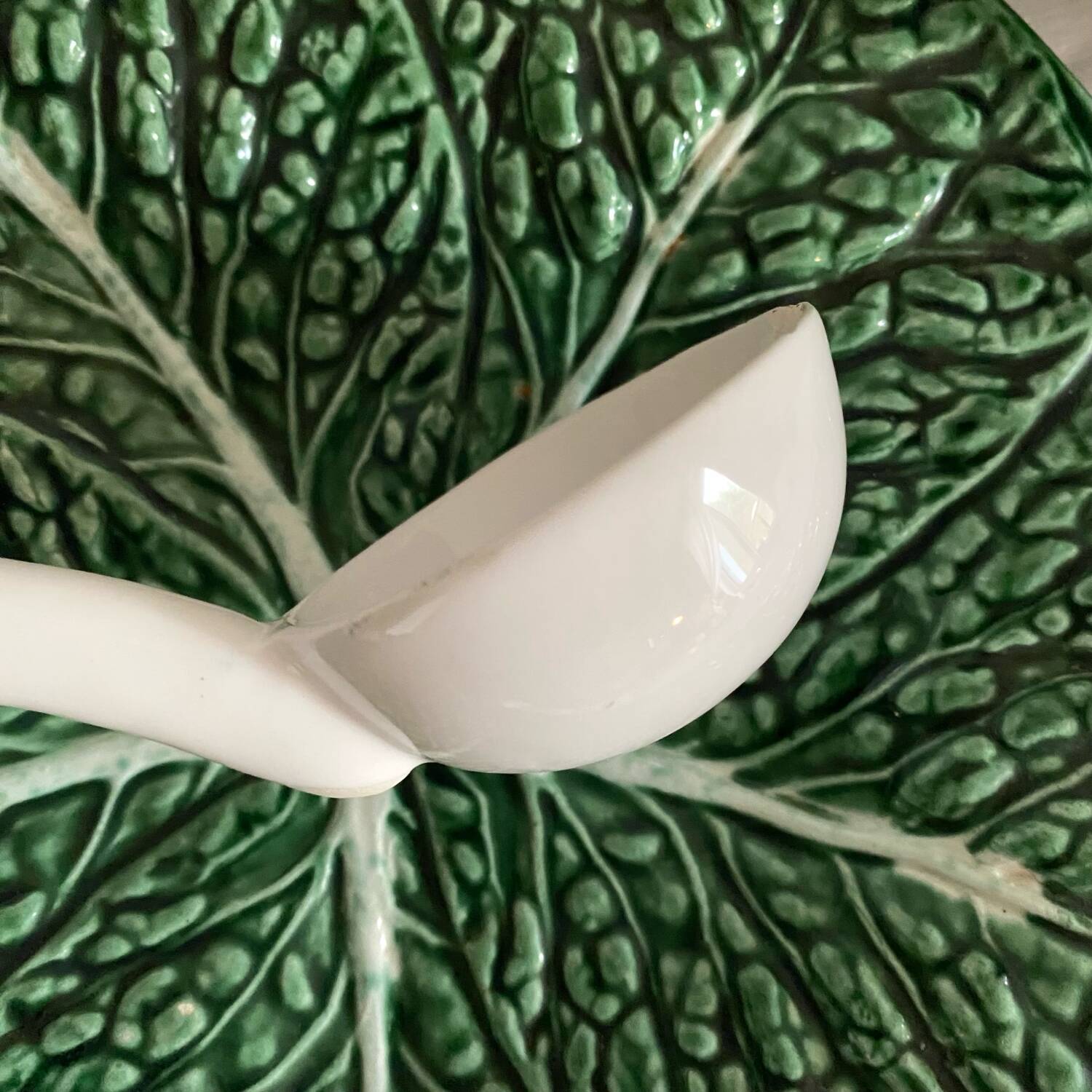 Soupière et plat en barbotine chou