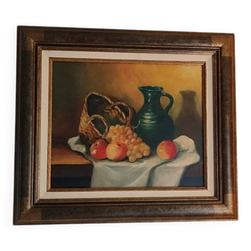 Still life with fruit signed Leroux