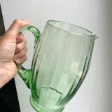 Art deco green glass pitcher / carafe 30s-40s