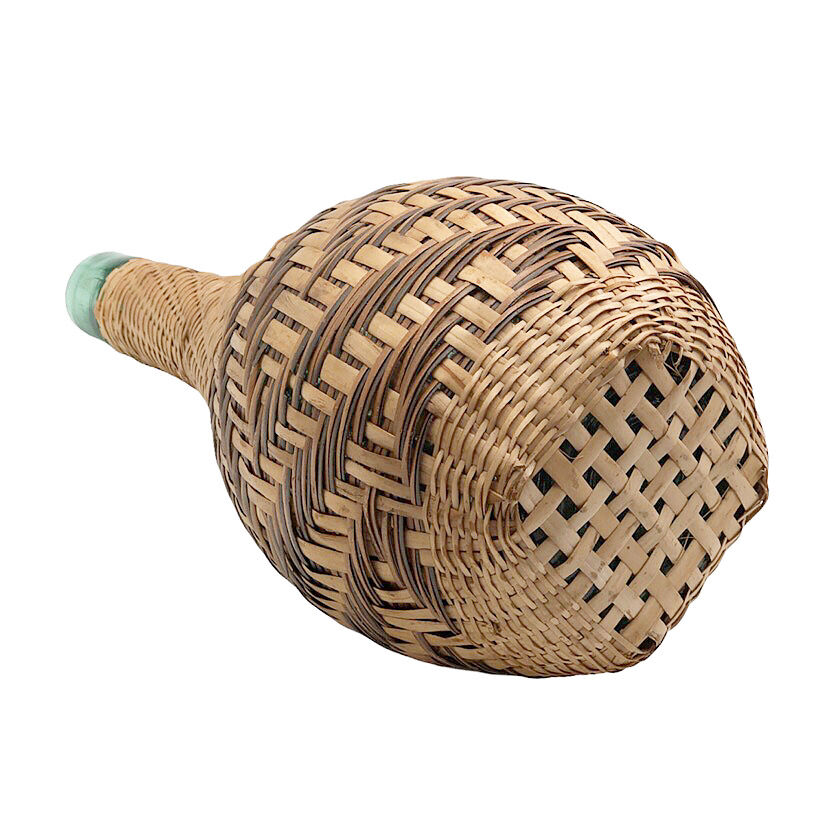 Two vintage bottles with wicker