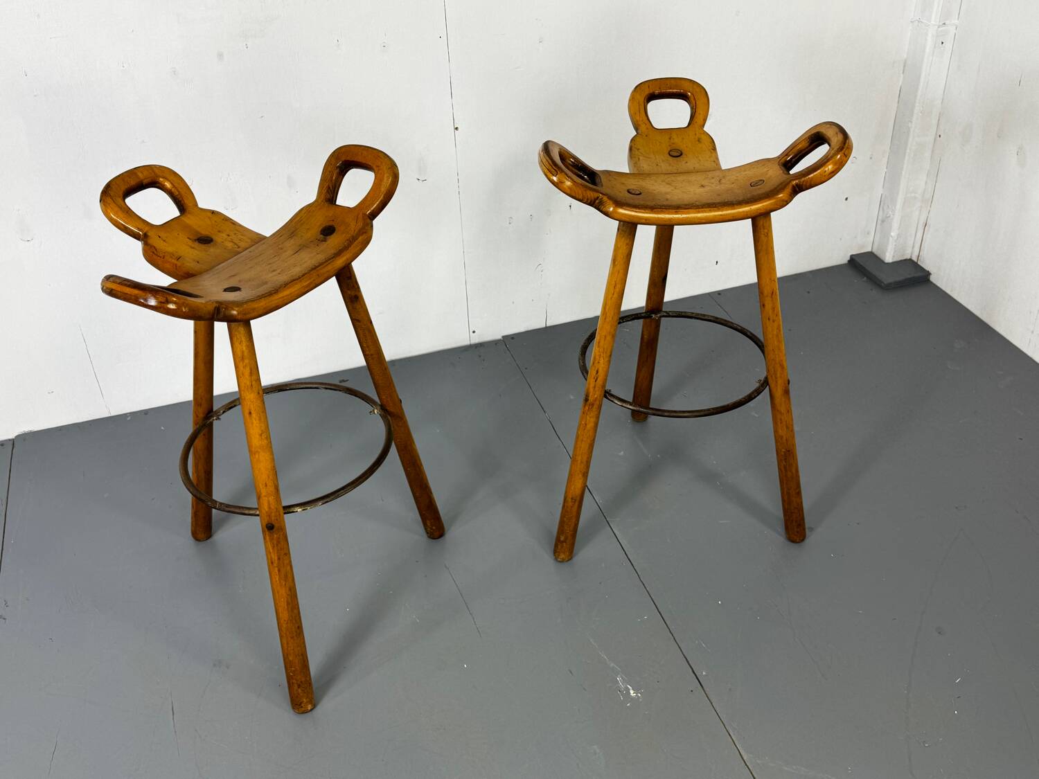 Set of 2 Brutalist Marbella Bar Stools by Sergio Rodrigues, 1960s