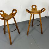 Set of 2 Brutalist Marbella Bar Stools by Sergio Rodrigues, 1960s