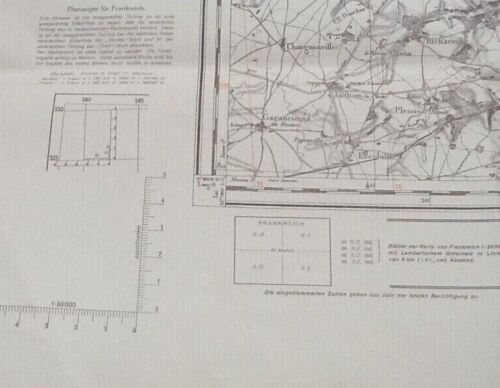 Melun (Seine-et-Marne) Red German Geographical Map : Northern War Zone
