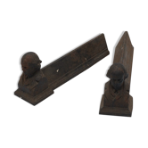 Paire de chenets de cheminée en fonte XIXe