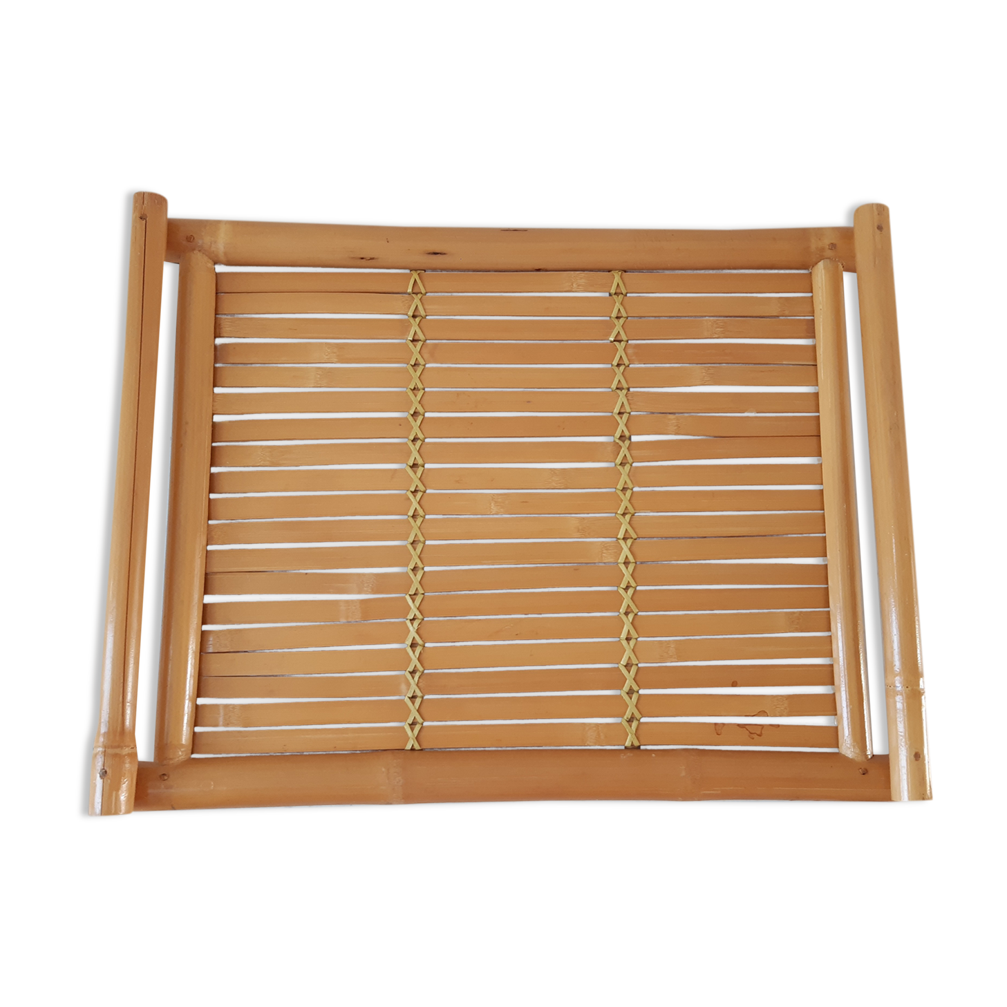 Large tray in bamboo and rattan 70s