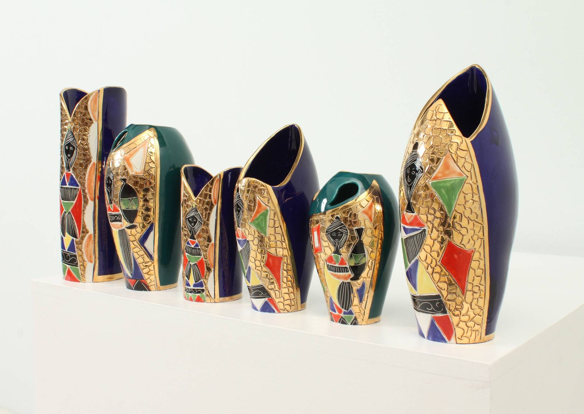 Set of six vases from Sesto di Fiamma, Italy, 1950s.