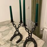 Pair of brutalist style candlesticks