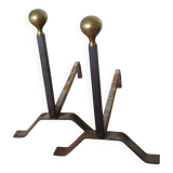 Chenets de cheminée tête laiton ou bronze