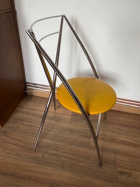 Yamakado chair, chrome and yellow skai