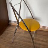 Chaise yamakado, chrome et skaï jaune