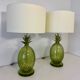 Pair of Italian Art Deco Pineapple Murano Glass Lamps with Lampshades