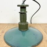 Industrial Green Enamel Pendant Lamp with Cast Aluminium Top, 1960