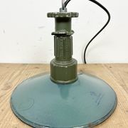 Industrial Green Enamel Pendant Lamp with Cast Aluminium Top, 1960