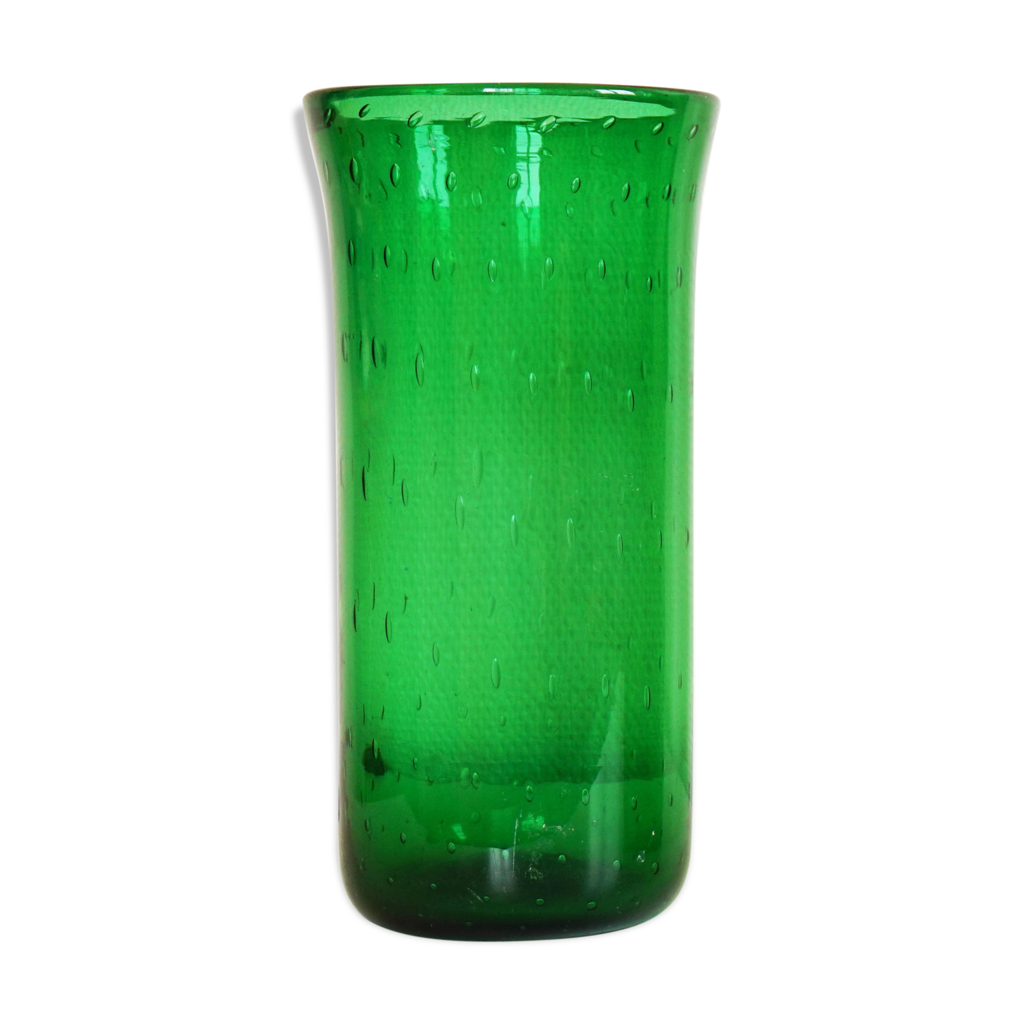 Green blown glass vase Italian empoli 1950