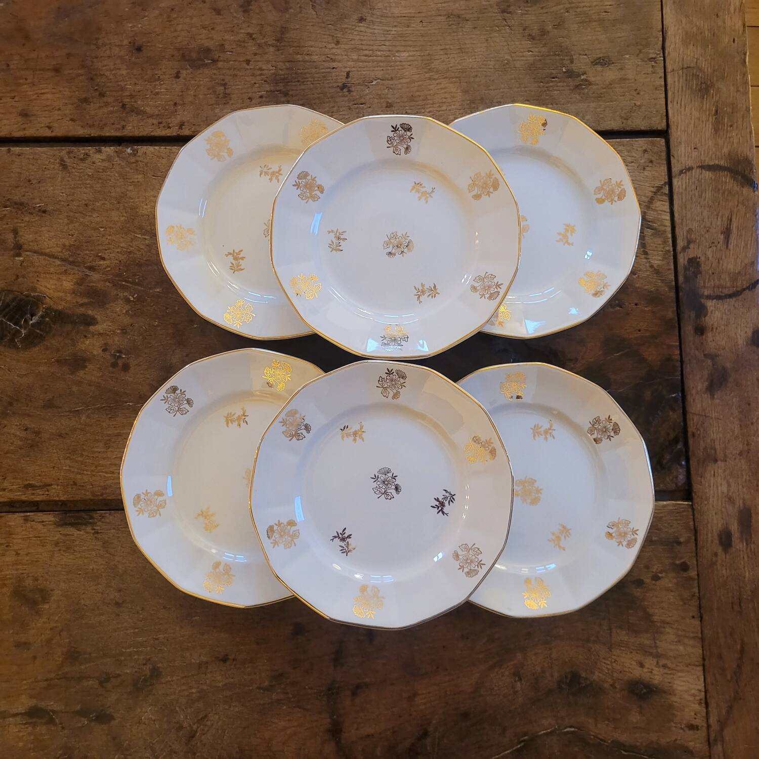 6 assiettes à dessert Sarreguemines Fleurs de France. Années 50