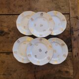 6 assiettes à dessert Sarreguemines Fleurs de France. Années 50