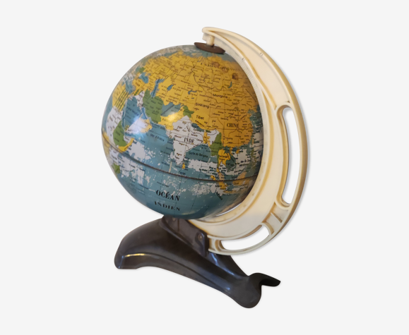 Globe terrestre mappemonde west Germany bakélite tôle vintage années 50 60