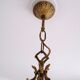 Former Hall Lantern in Golden Bronze - 3 Fires - 5 Chiseled Glass Faces - Early XX th.