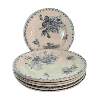 6 assiettes Sarreguemines Flore