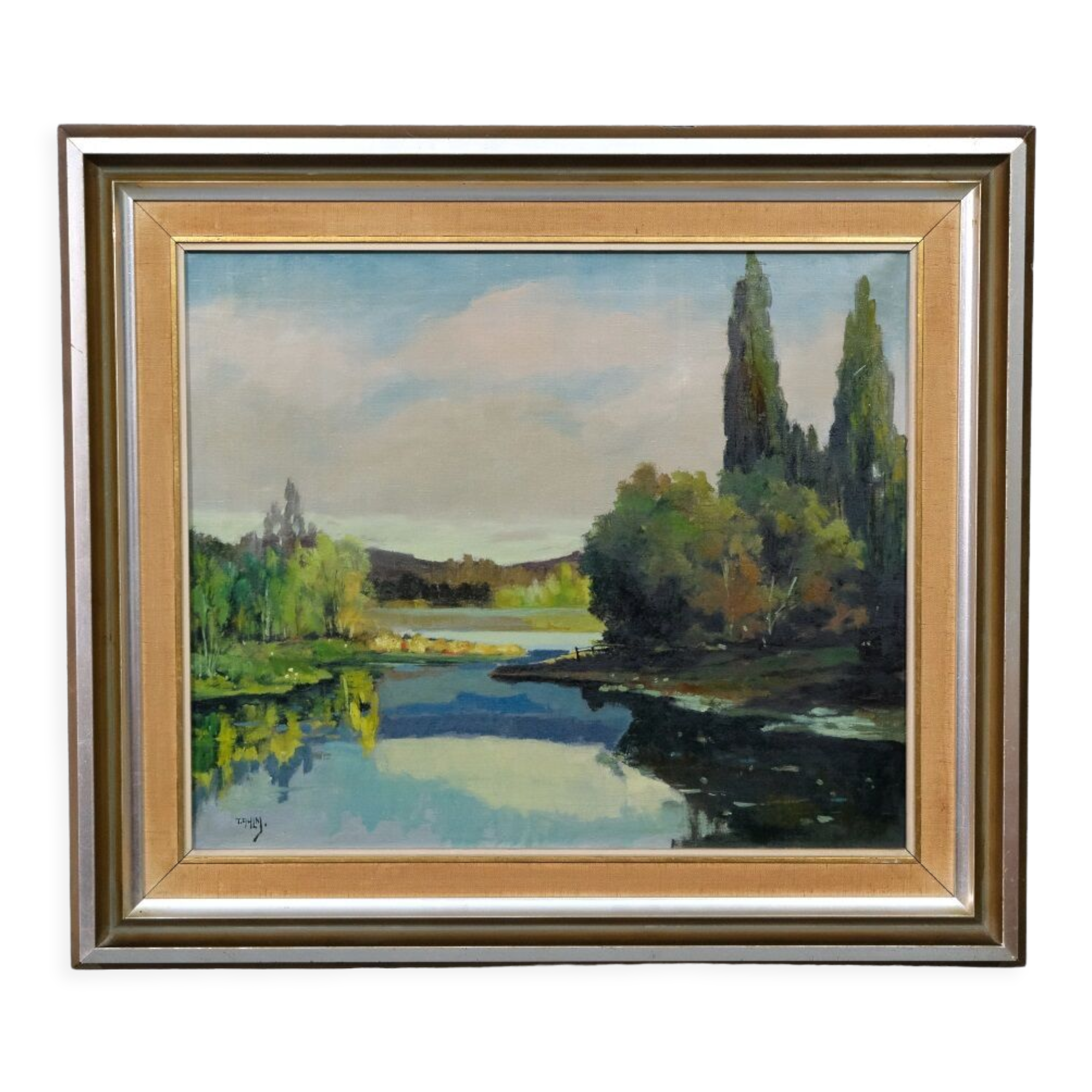 Tage Rudolf Ahlm, Swedish landscape, oil on canvas, 1940s, framed