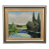 Tage Rudolf Ahlm, Swedish landscape, oil on canvas, 1940s, framed