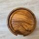 6 coasters in olive wood and their storage box