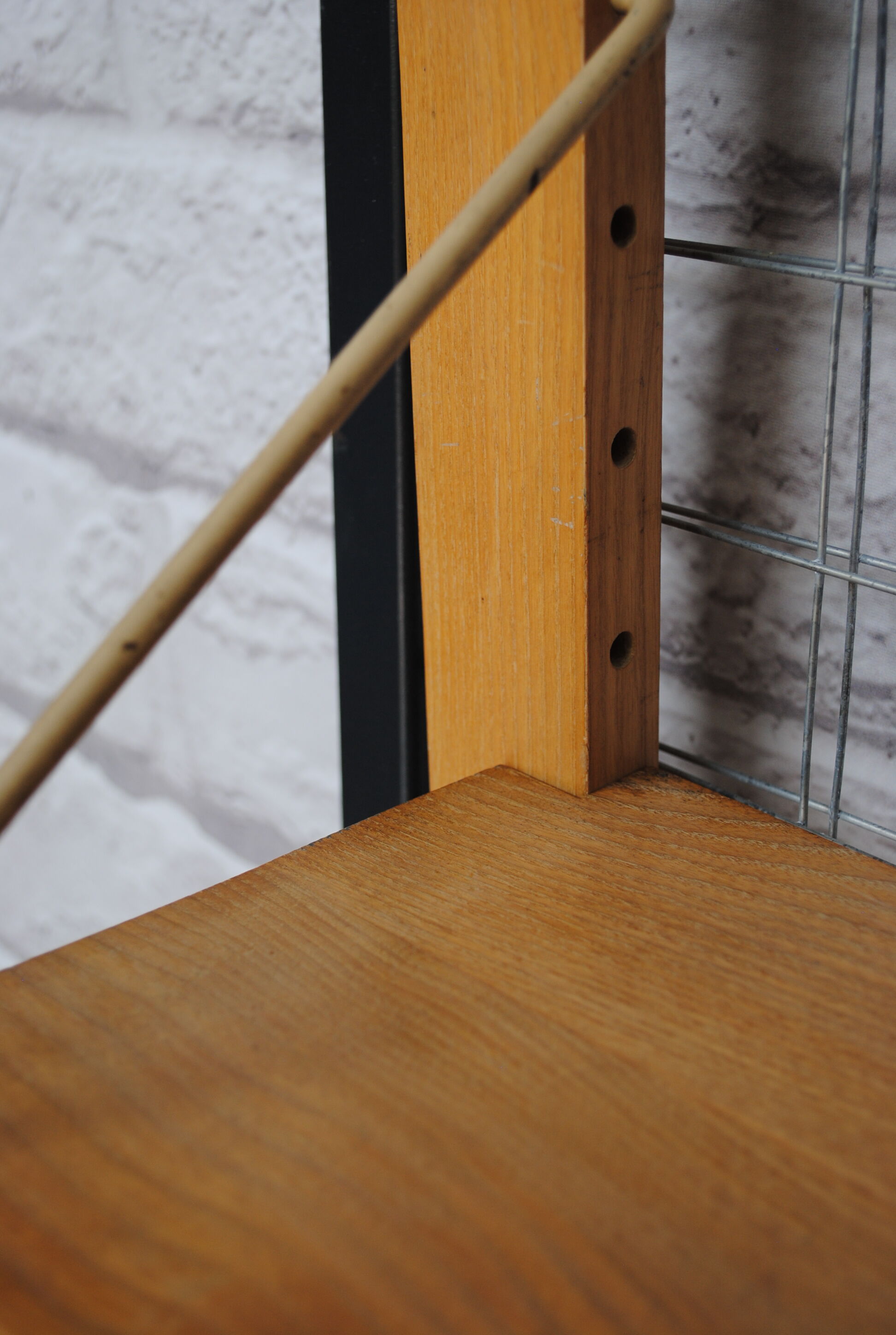 Wooden and metal wall shelf