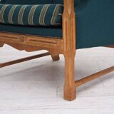 1970s, Danish armchair, furniture wool, solid oak wood.