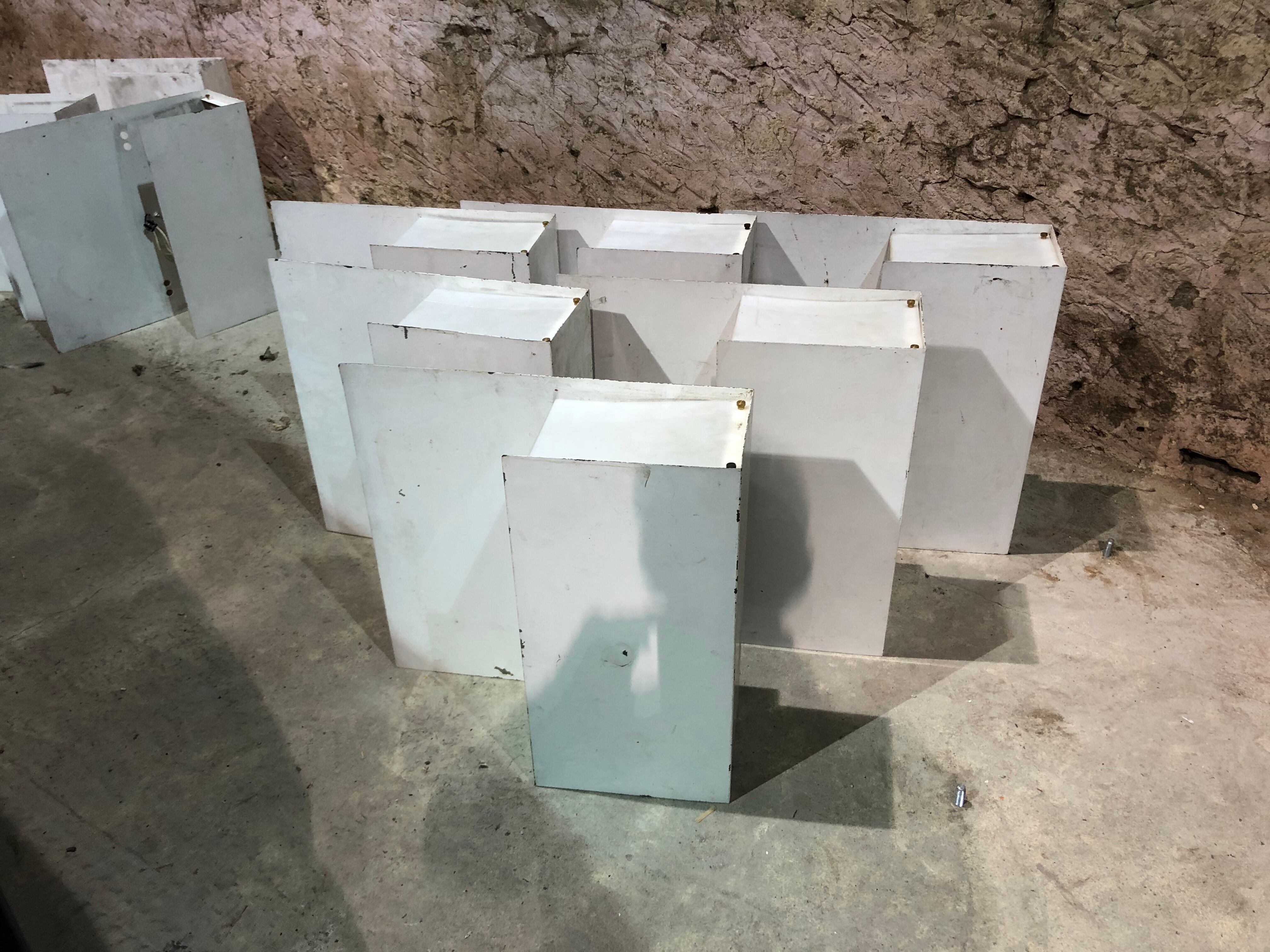 Series of 10 white laqué metal wall light 1960s